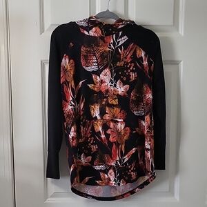 LuLaRoe Black and Orange Floral Hoodie SZ Small
